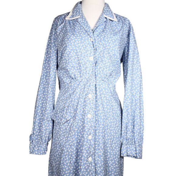 Vintage Cape Cod Classics Dress Cotton Print Long Sleeve Size L B40 W34 -Hey Viv - Picture 4 of 10